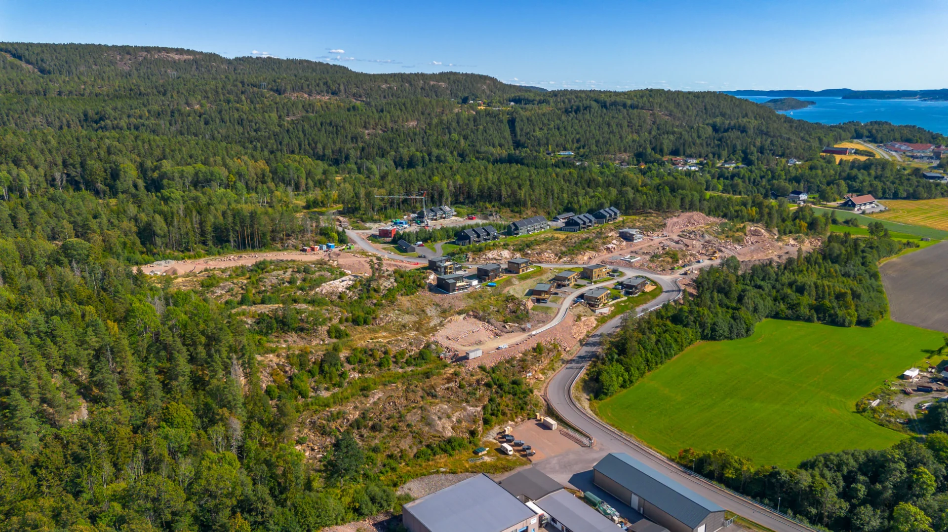 Luftfoto av boligfeltet Bjørndalåsen